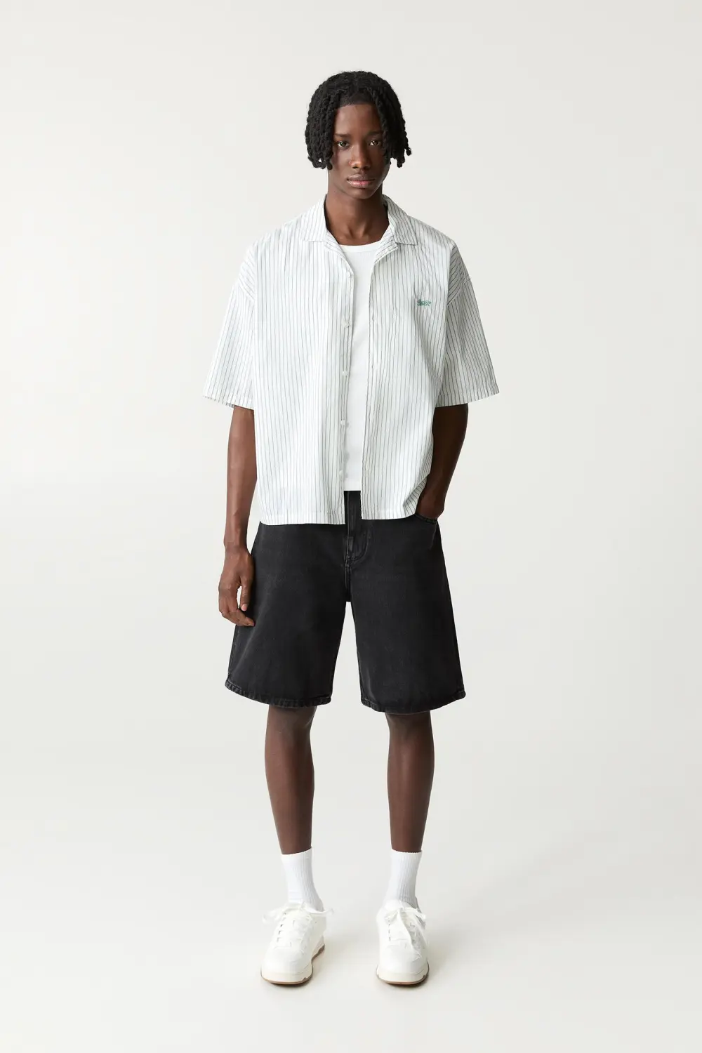 Baggy denim Bermuda shorts