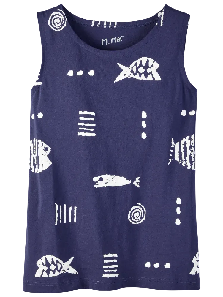 M.MAC Rock Fish Sleeveless Cotton Knit Top