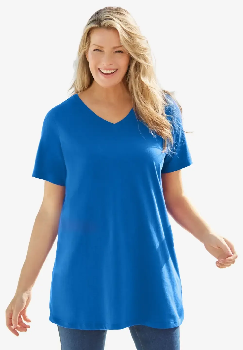 Perfect Short-Sleeve V-Neck Tunic