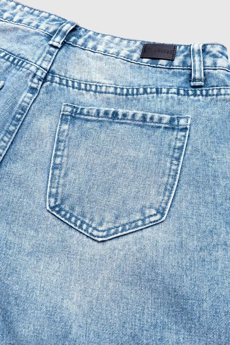 Cut Out Slant Pocket Low Waist Straight Leg Jeans