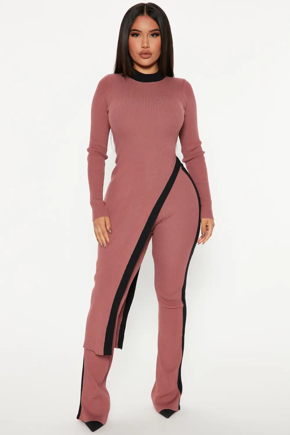 Skylar Sweater Pant Set - Mauve/combo