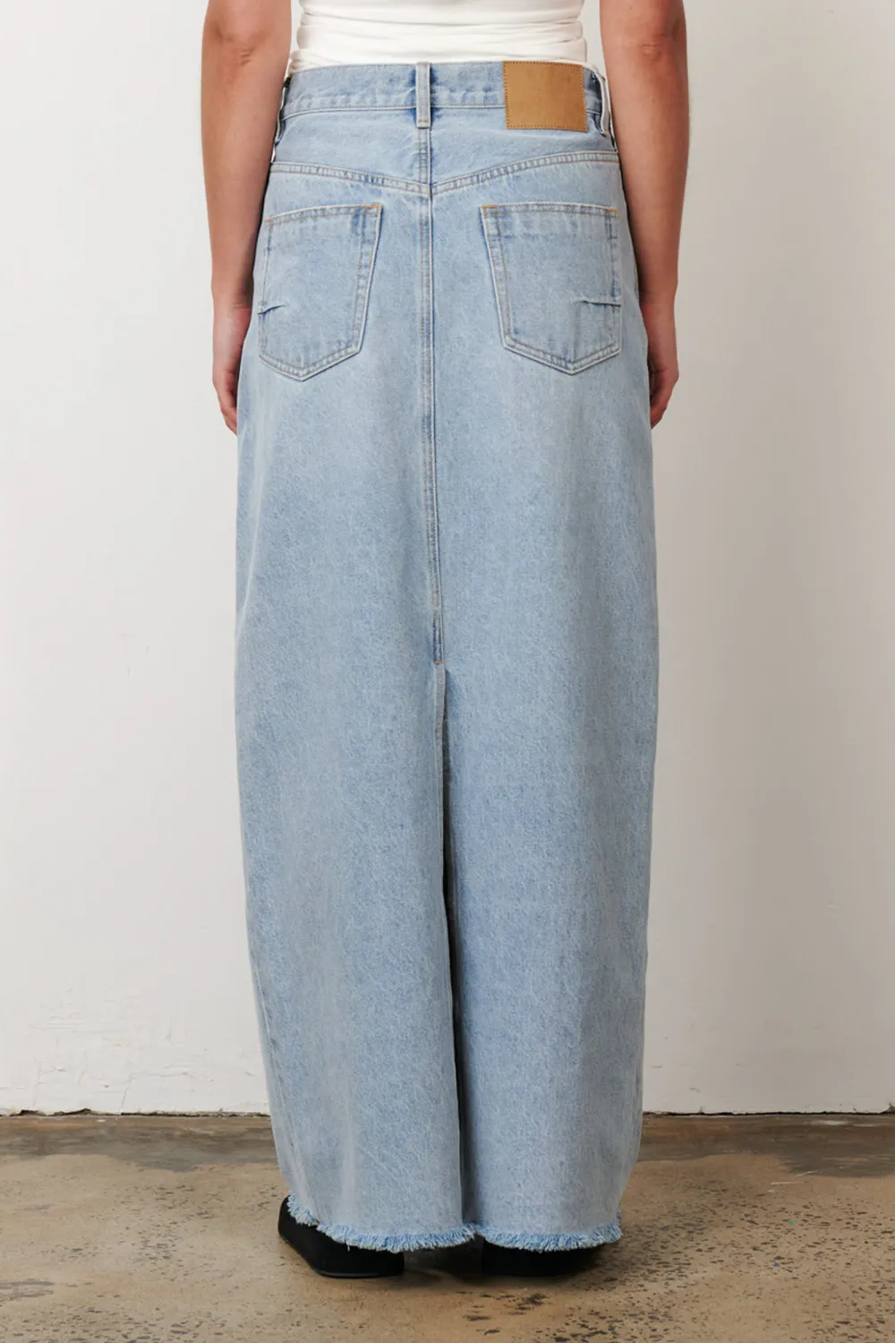 Classic Blue Slim-Fit Denim Skirt