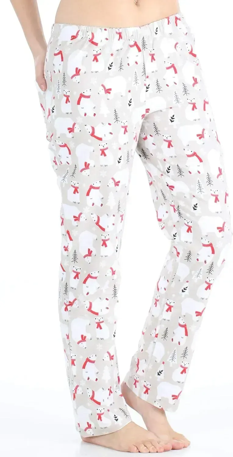 Women's Cotton Flannel Long Sleeve Button-Down Pajamas PJ Set