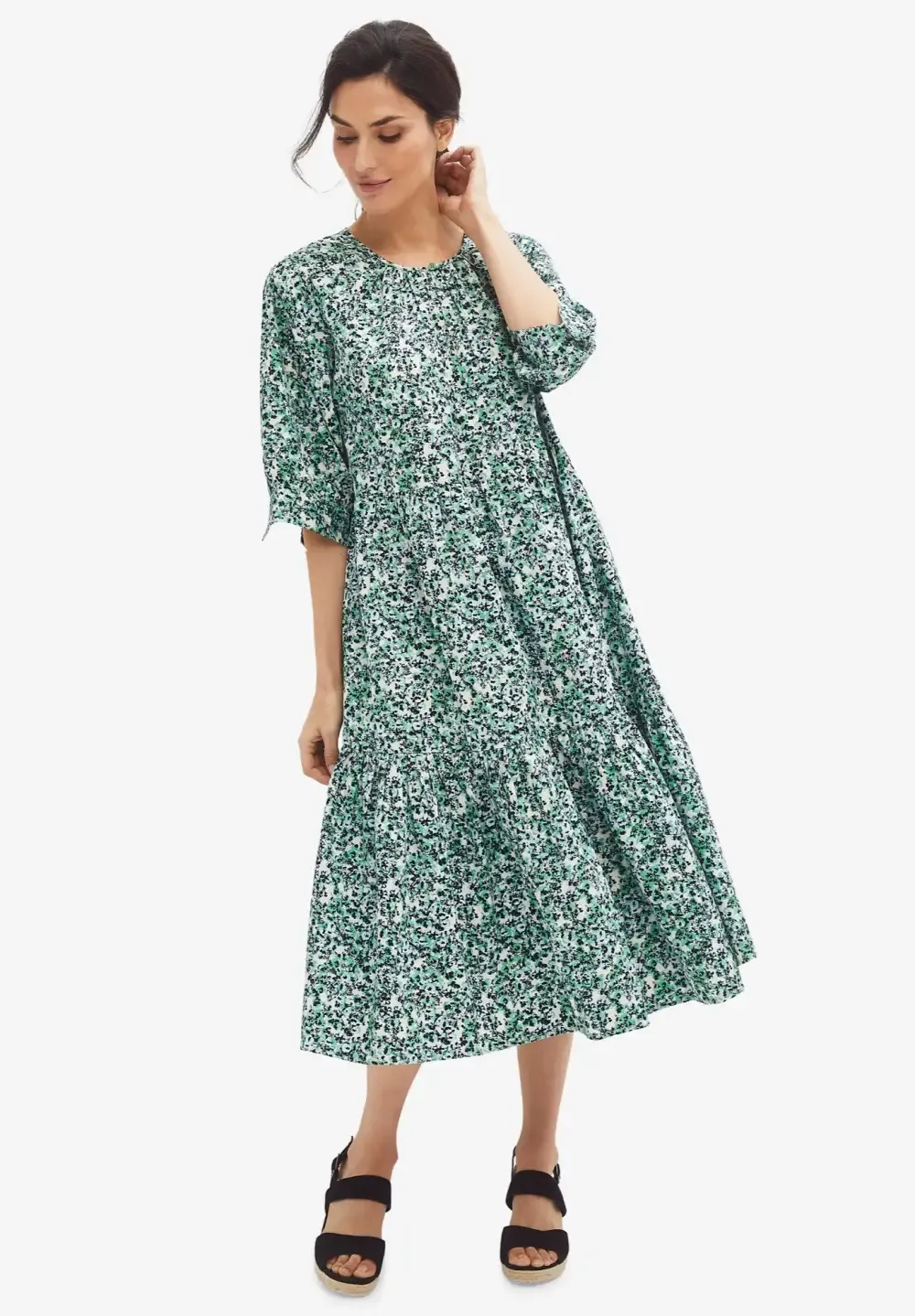 Tiered Cotton Midi Dress