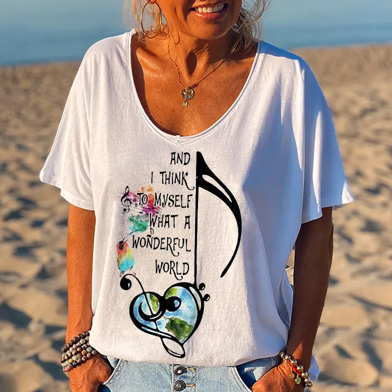 And I Think To Myself What A Wonderful World Musical Note Graphic Tees