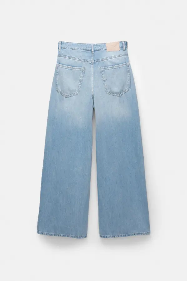Jeans baggy wide leg detalle trabillas