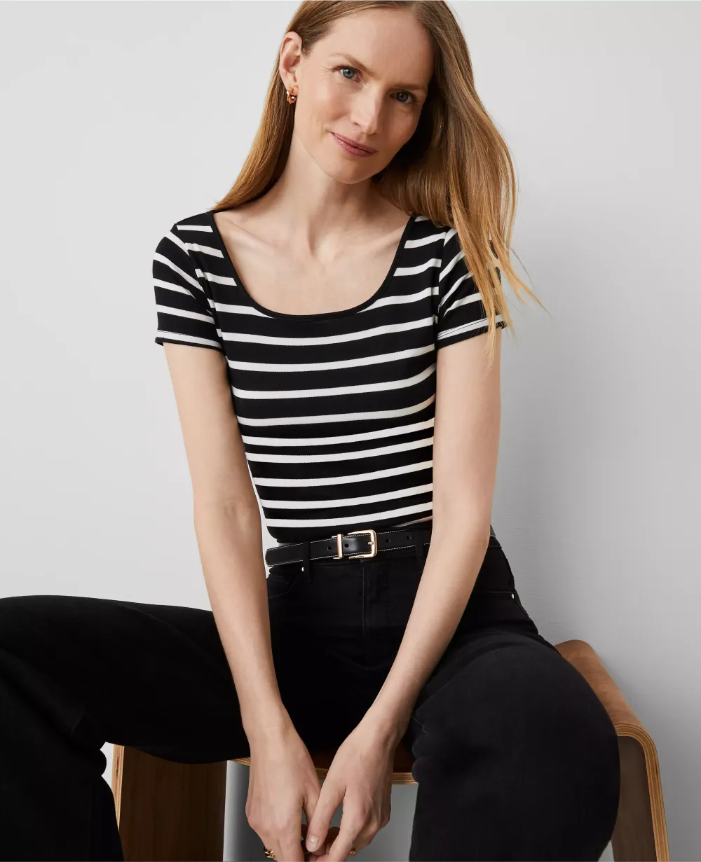 Striped Square Neck Tee