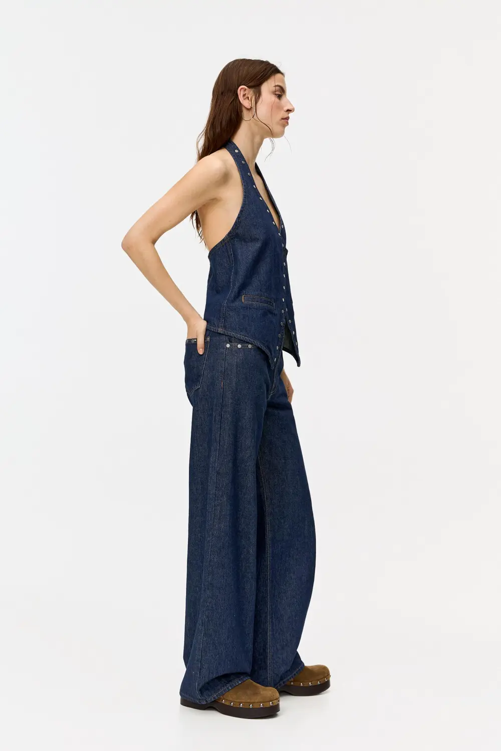 Jeans rectos tachas