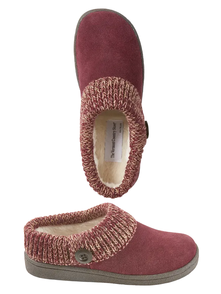 Women's Suede Slipper Clogs With Ragg Cuffs