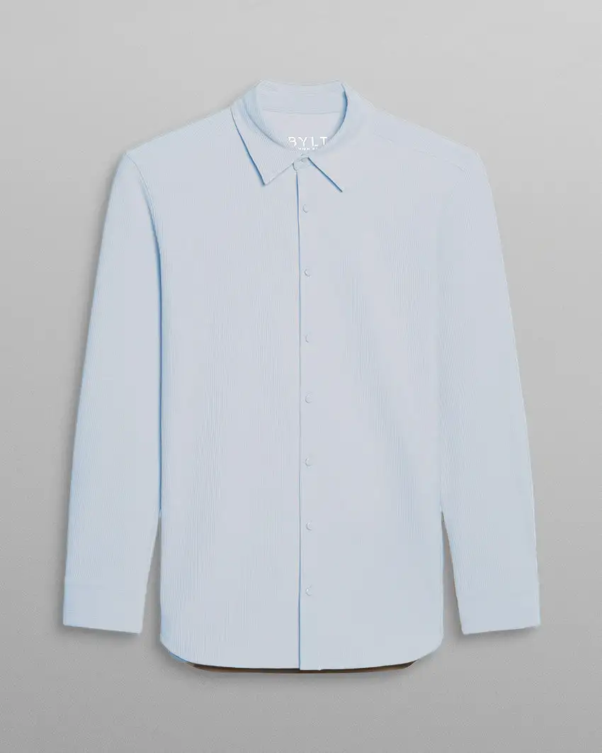 Ribbed+ Long Sleeve Button Down