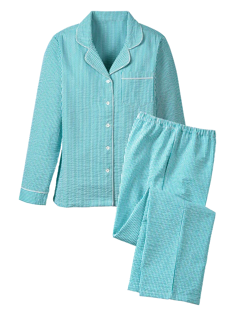 Women's Classic Seersucker Long Pajama Set