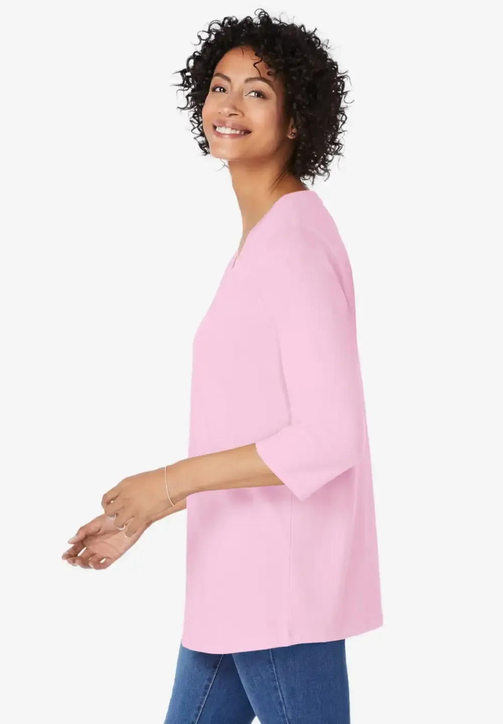 Perfect Three-Quarter Sleeve V-Neck Tunic