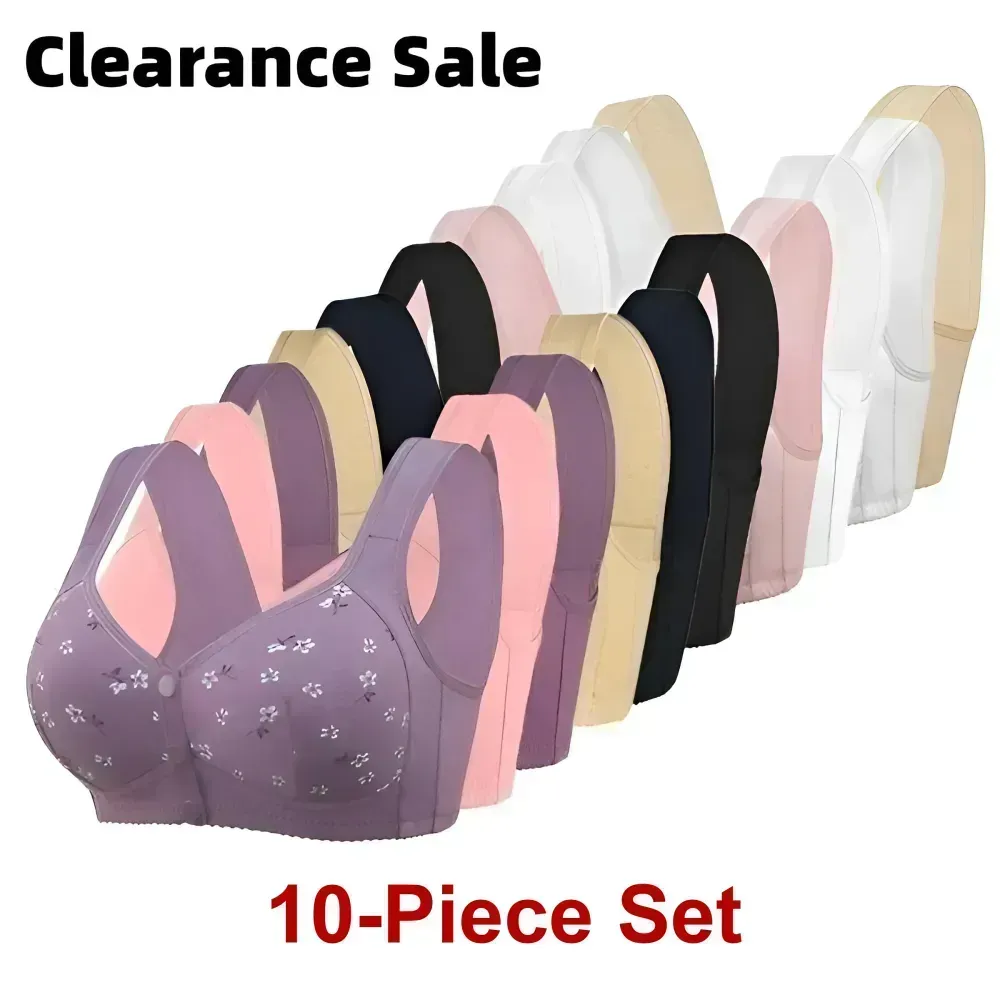10-Pack Women's Bra - Comfortable & Convenient Front Button Bra