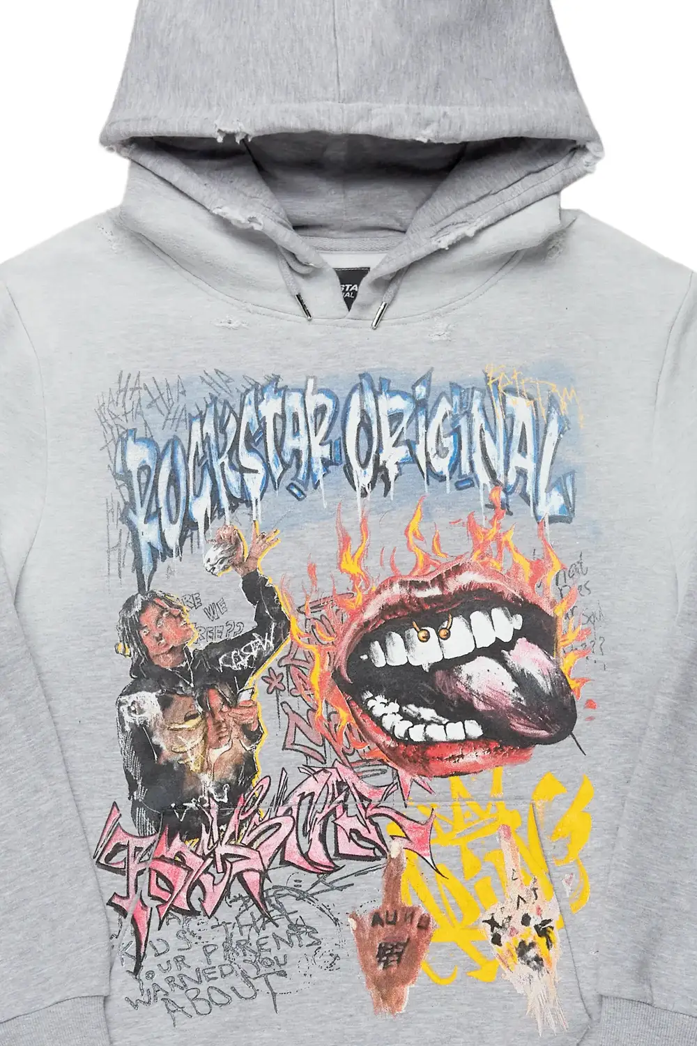 Yooz Heather Grey Graphic Hoodie