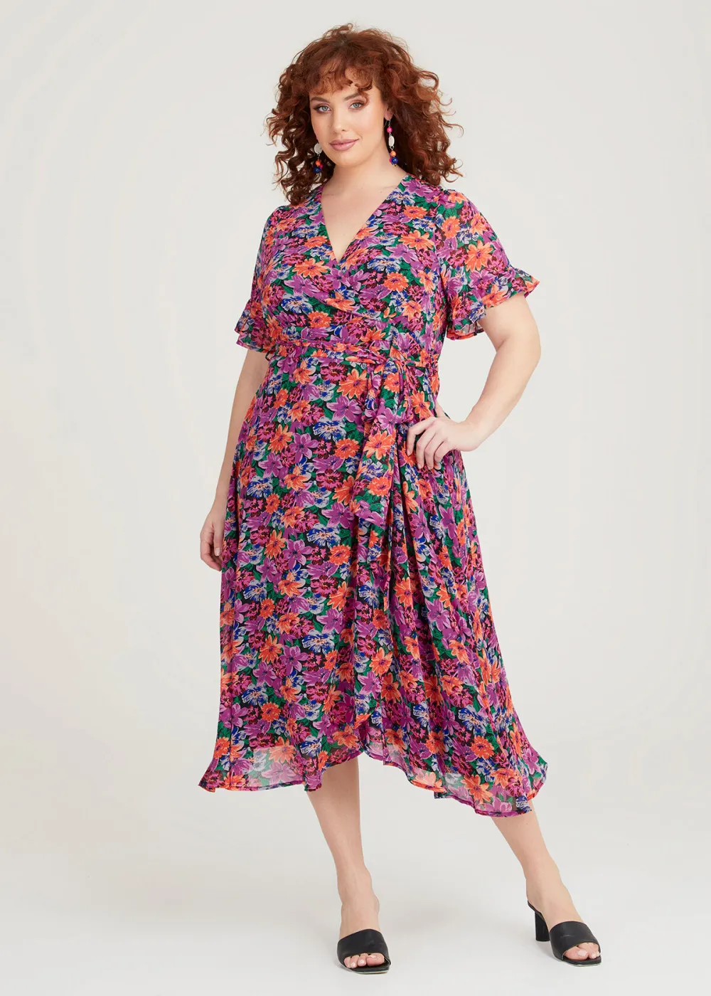 Ditsy Floral Chiffon Wrap Dress