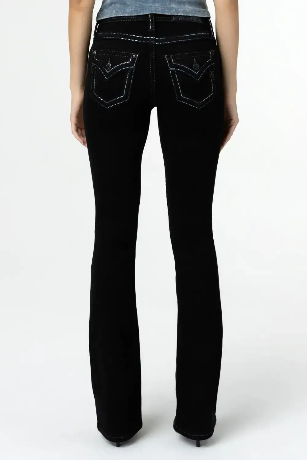 Metallic Classic Black Bootcut Jeans