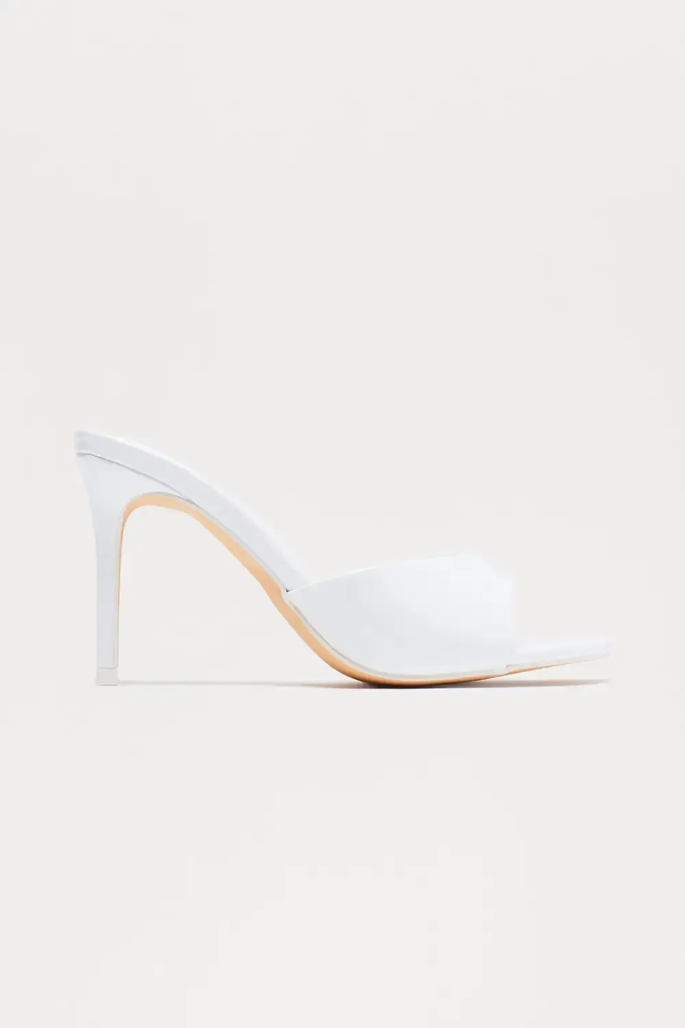 Shanley Faux Patent Stiletto Mules - White