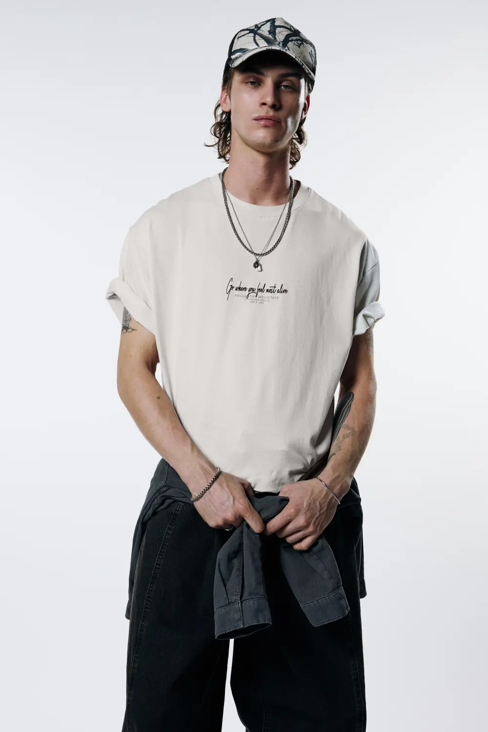 Short sleeve T-shirt with a landscape graphic
