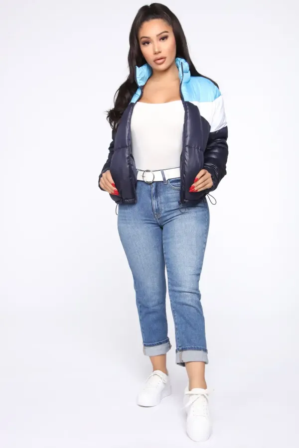 Rain Won't Stop Me Puffer Jacket - Blue/combo