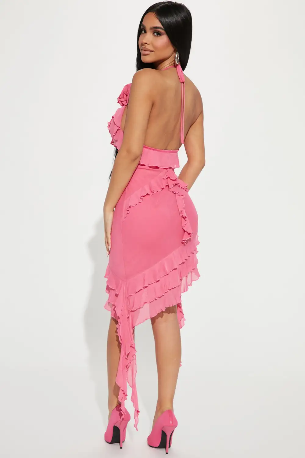 Paris Life Mesh Mini Dress - Fuchsia