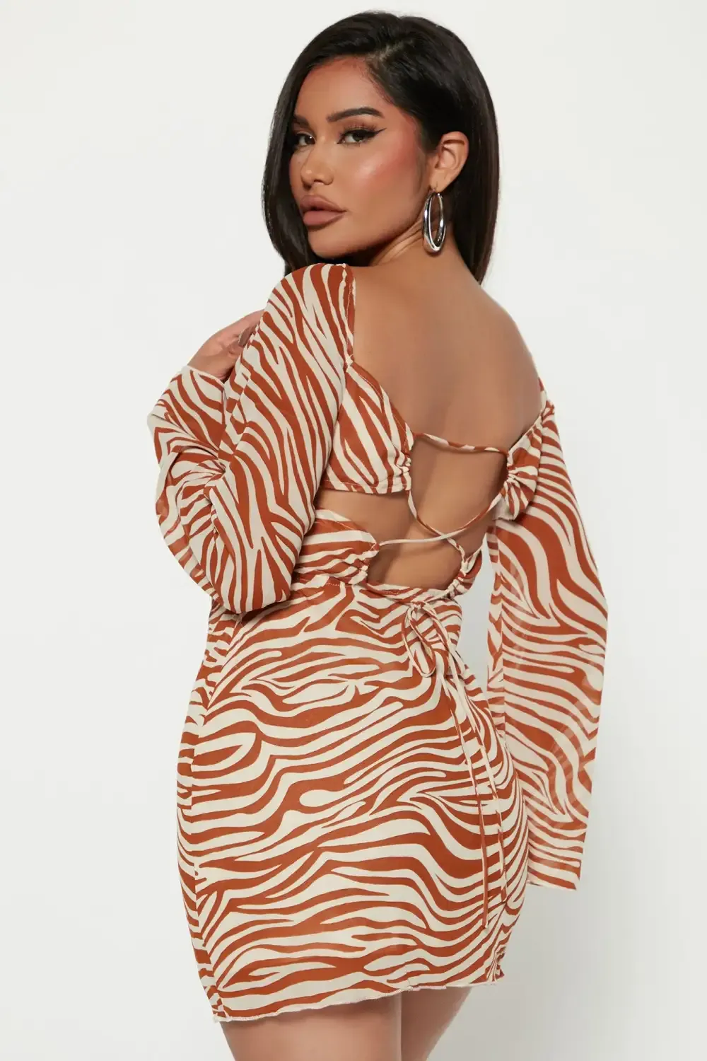 Wild Wild Thoughts Mini Dress - Camel/combo