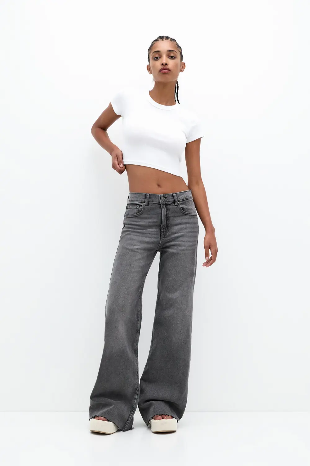 Camiseta cropped canalé