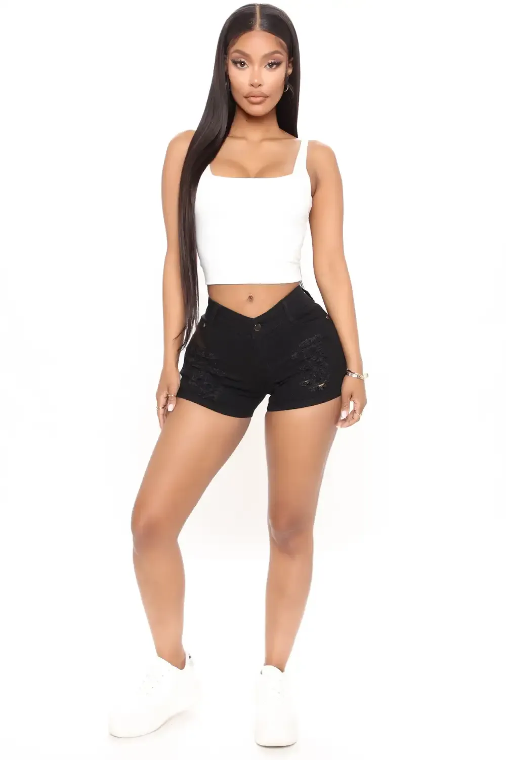 All Eyes On You Denim Shorts - Black