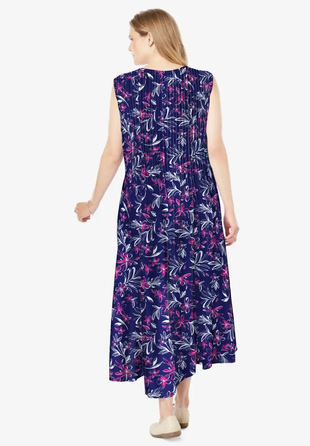 Pintucked Sleeveless Dress