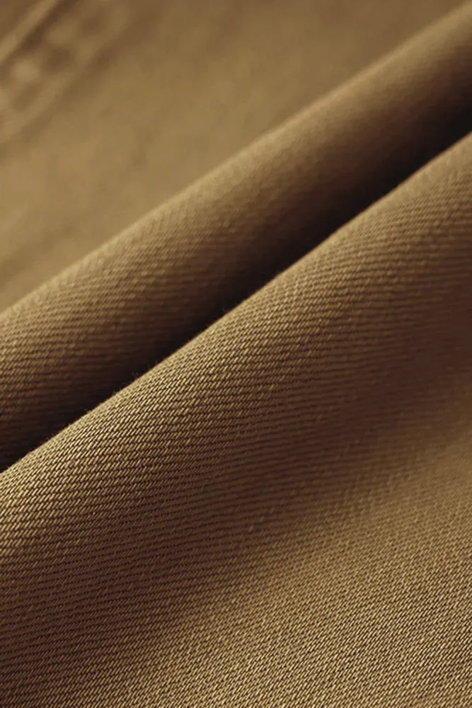 Double Button Mid Waist Straight Leg Pants