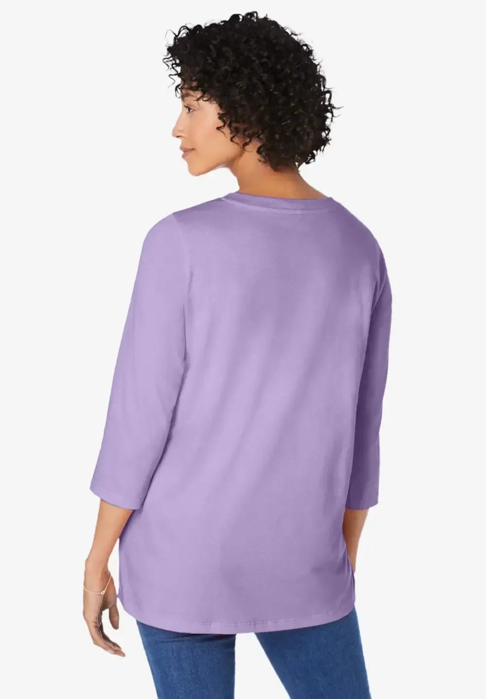 Perfect Three-Quarter Sleeve V-Neck Tunic