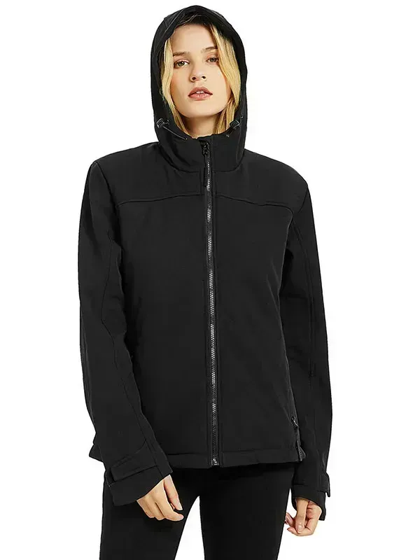 Women's heating jacket soft shell hand warmer with 7.4V battery pack