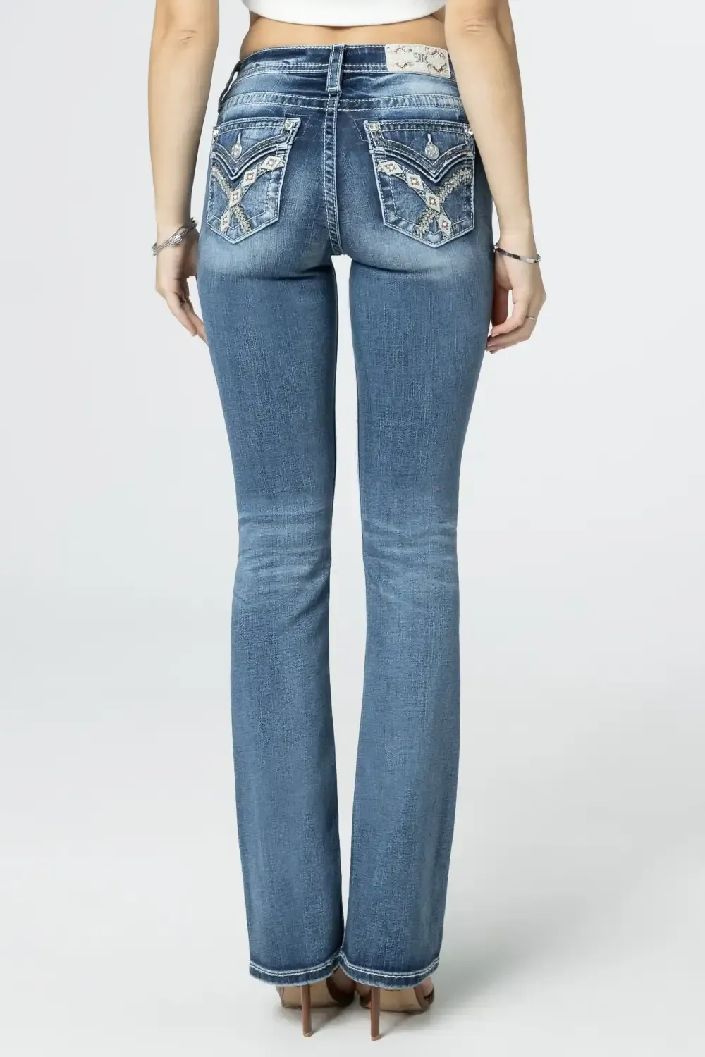 Woven Cross Stitch Bootcut Jeans