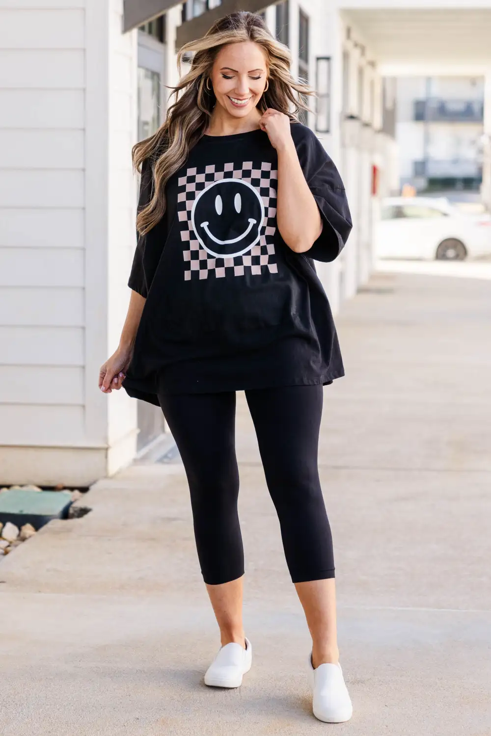 Only Smiles Boyfriend Tee, Black