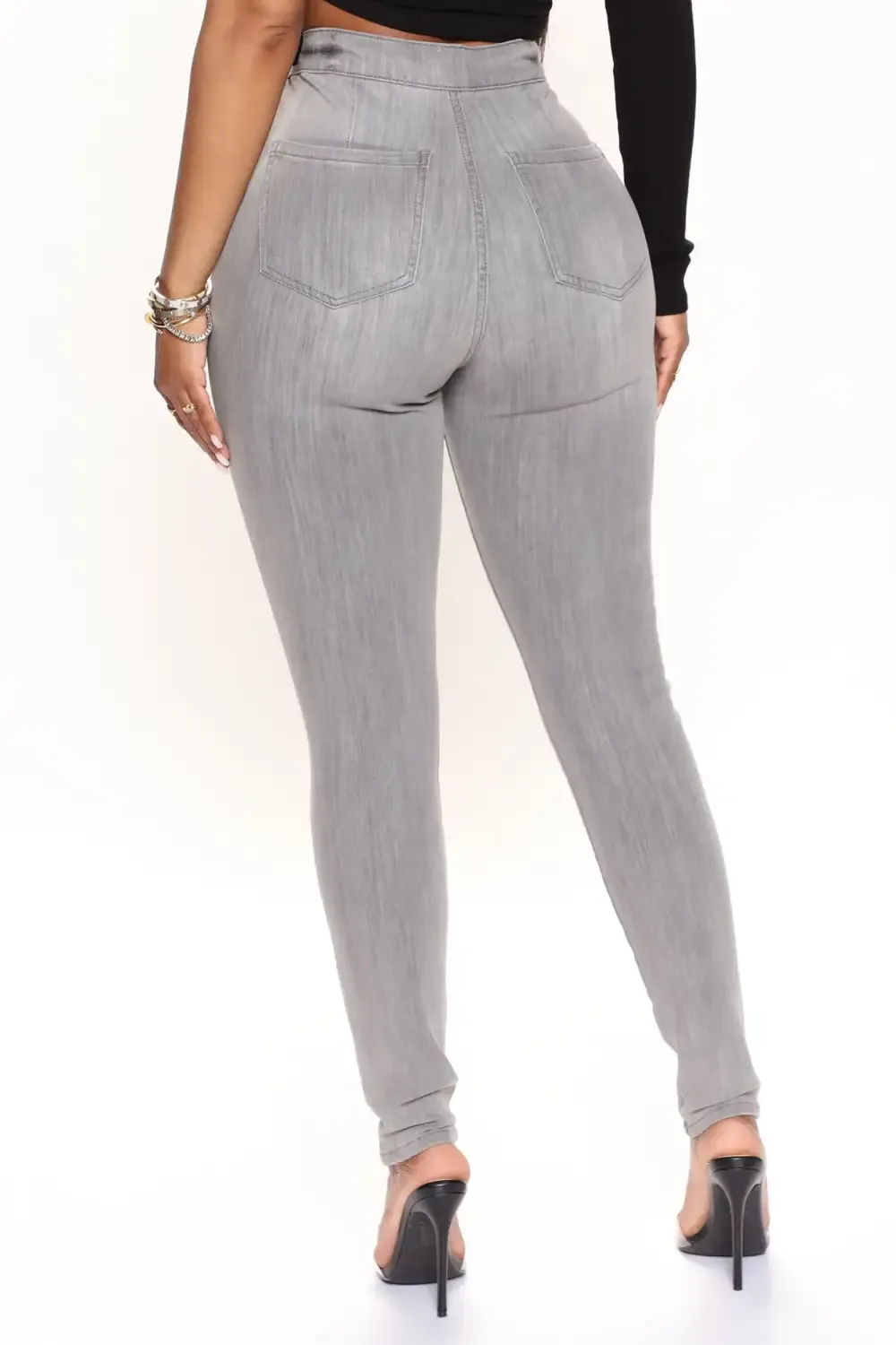In The Night High Rise Skinny Jeans - Grey