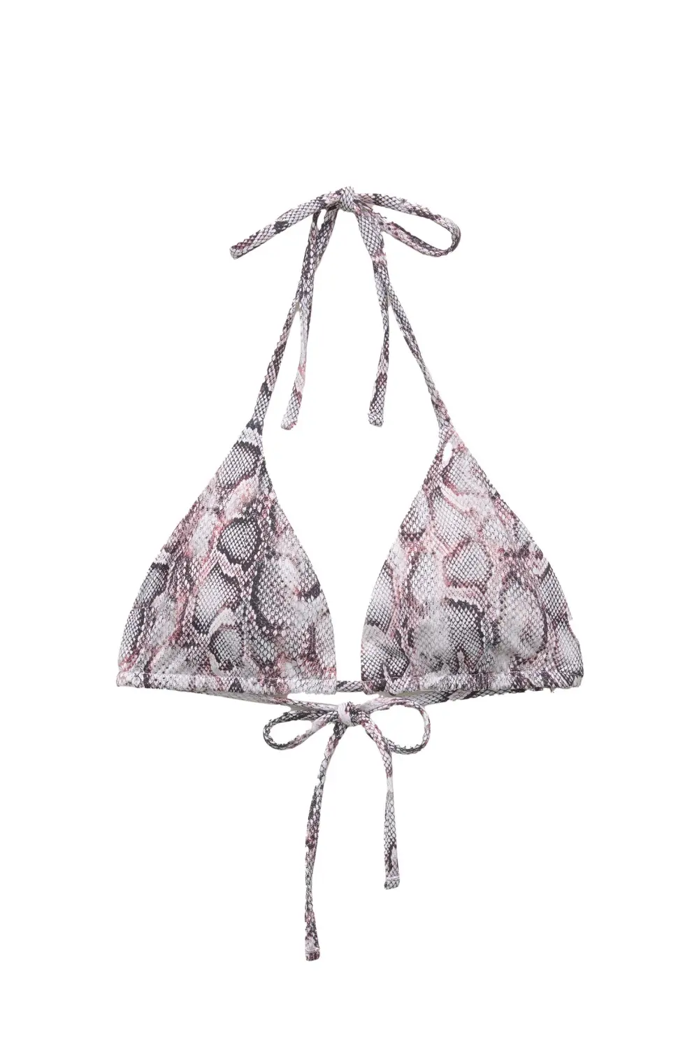 Snakeskin print triangle bikini top