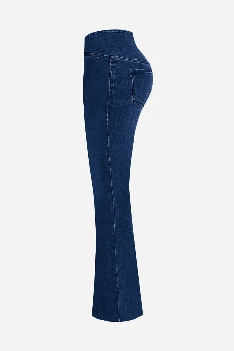 Wash Wrap Mid Rise Stretchy Flare Jeans
