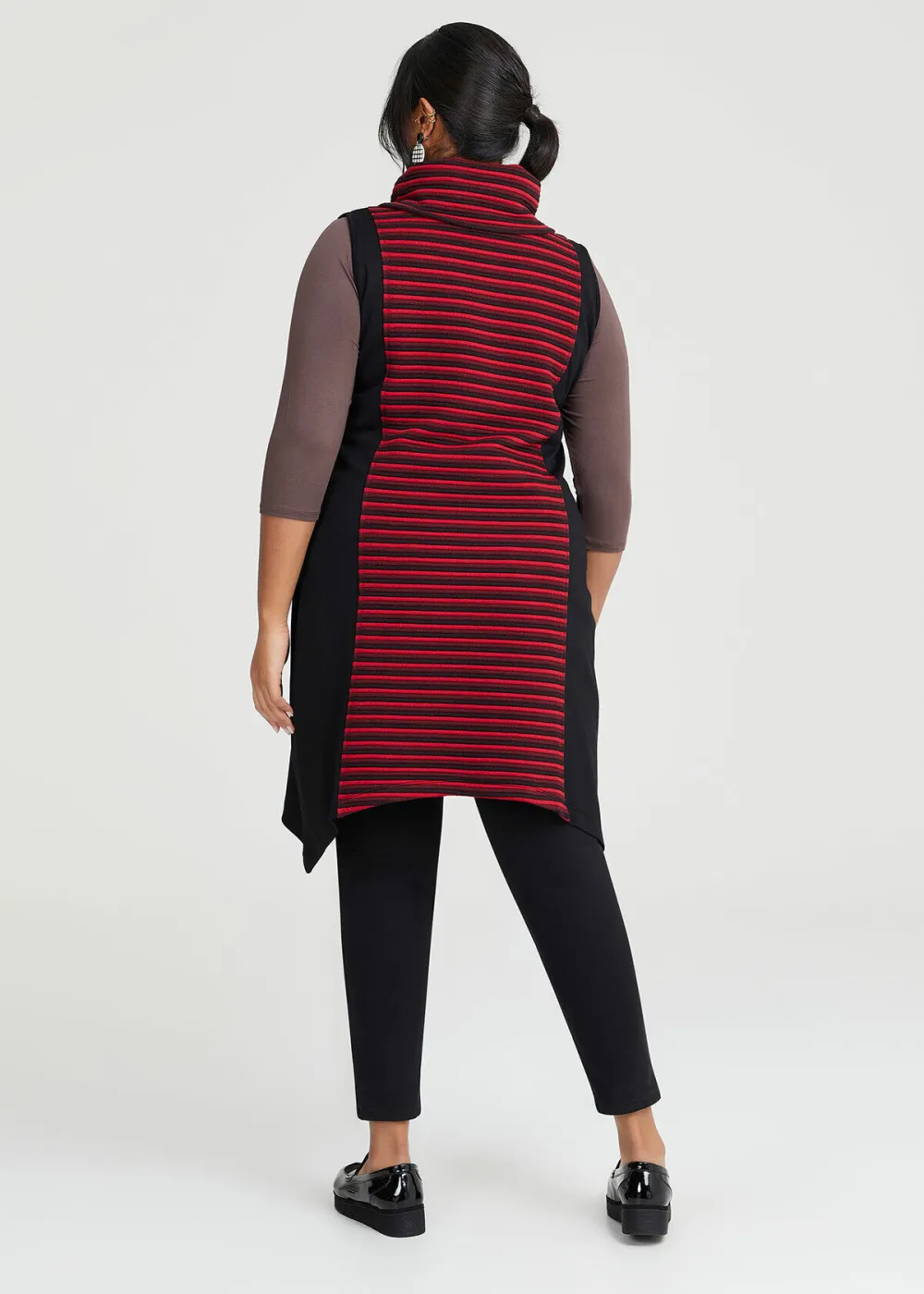 Zip Quilted Knit Spliced Vest