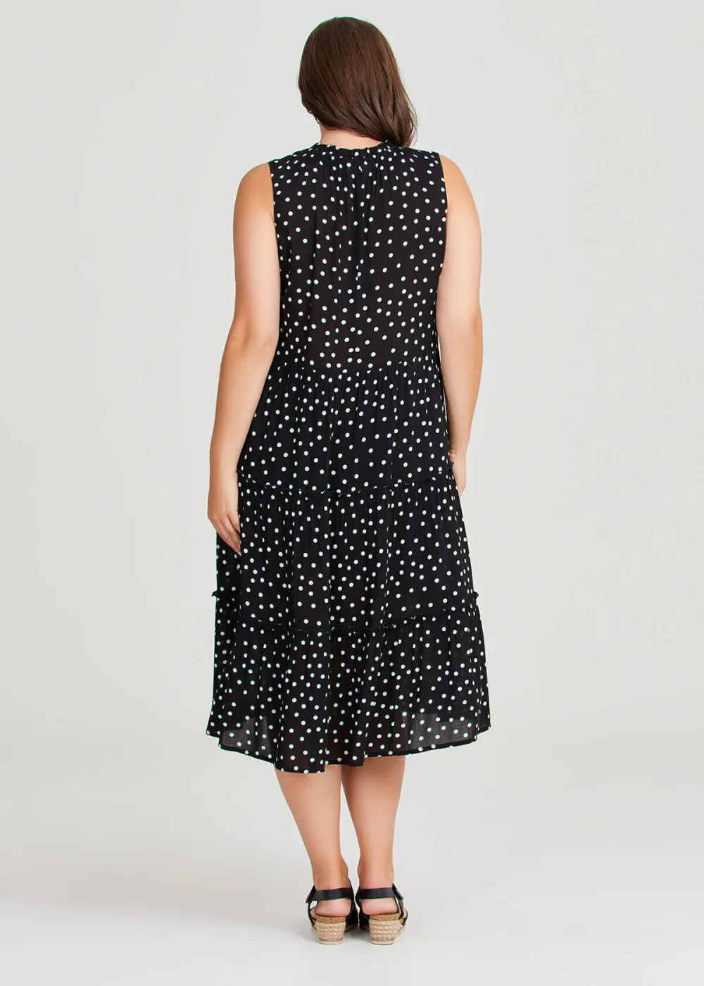 Natural Tiered Spot Dress