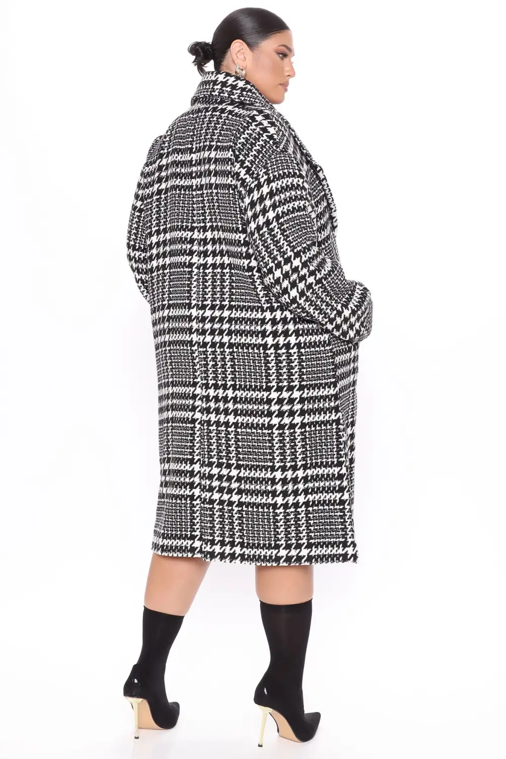 Deeper Love Houndstooth Coat - Black/White