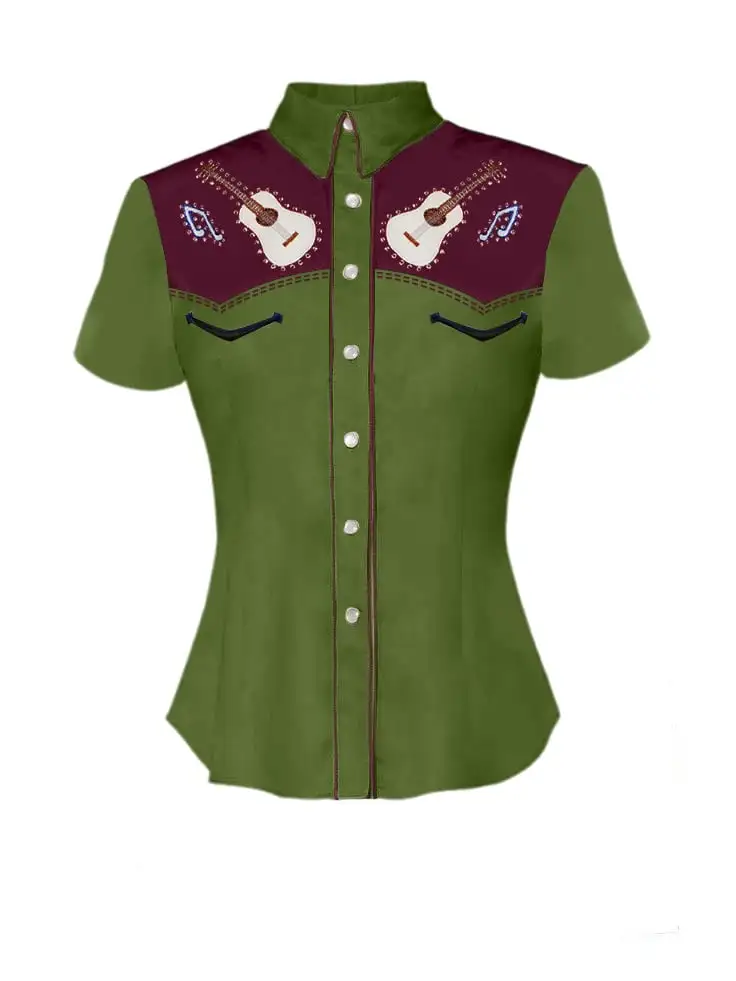 Women's Western Guitar Instrument Elements Shirt