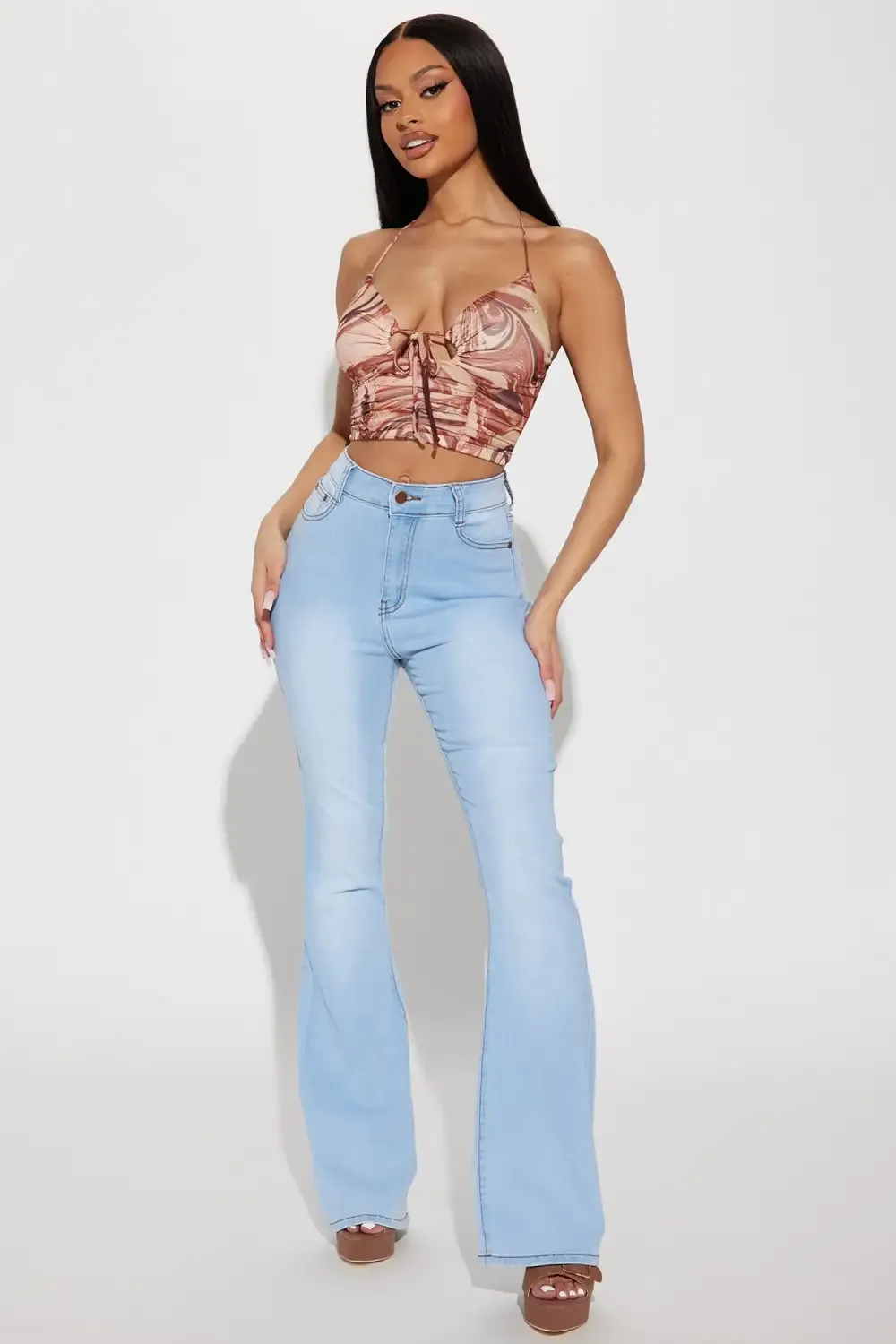 Happy Hour Stretch Flare Jeans - Light Wash