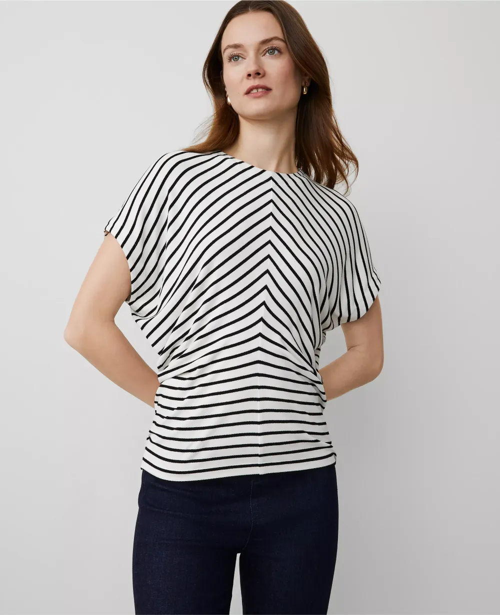 Striped Bias Cap Sleeve Top