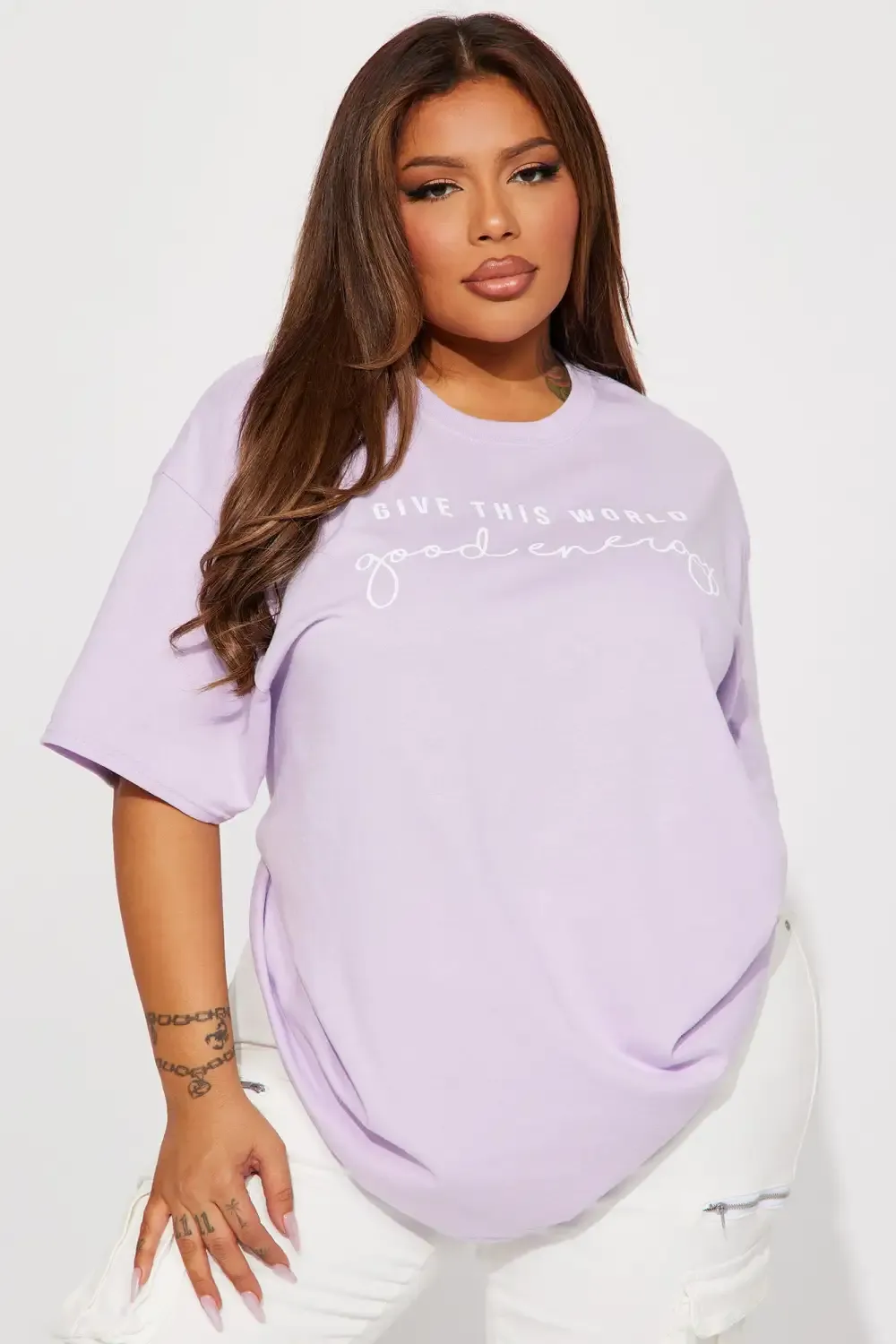 Give This World Good Energy Short Sleeve Tee - Lavender