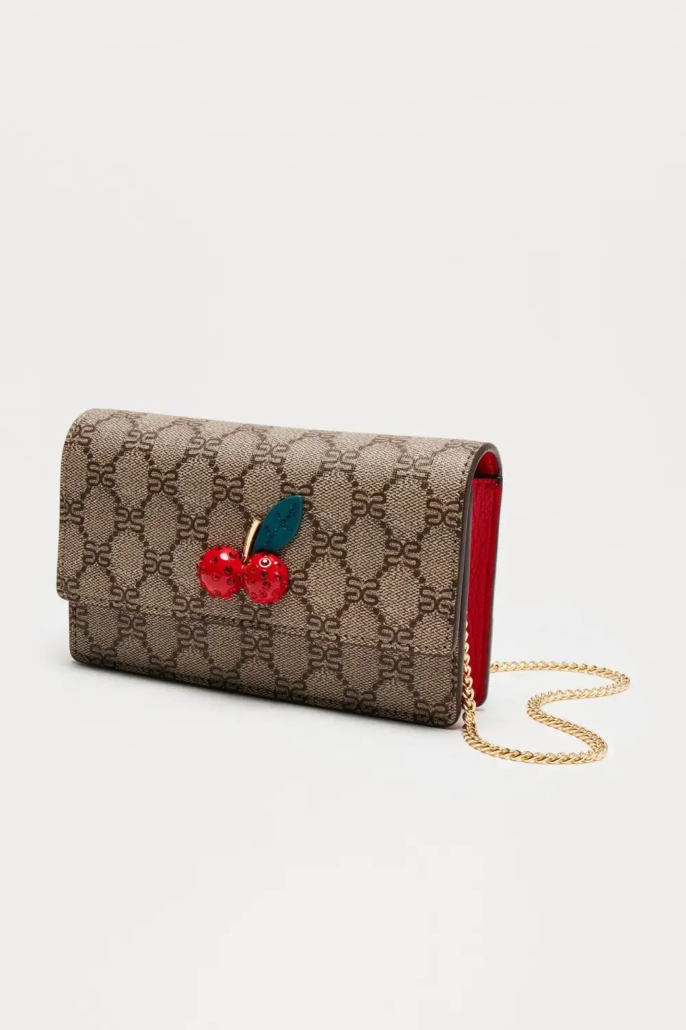 Cherry On Top Crossbody Handbag - Brown Combo