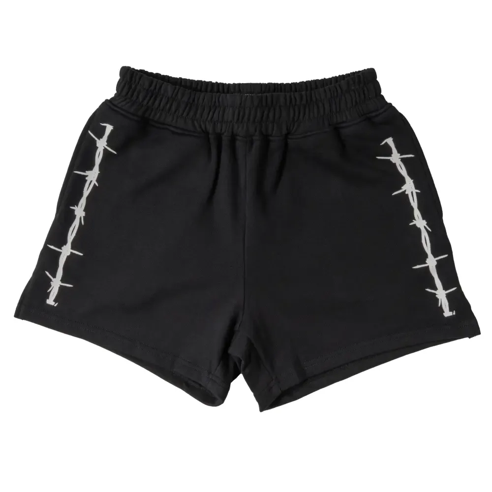 COTTON SHORTS (MID THIGH CUT) BARBWIRE - BLACK / WHITE