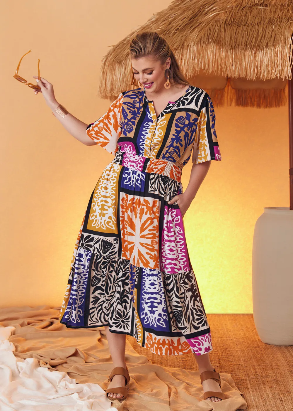 Natural Celeste Tier Dress