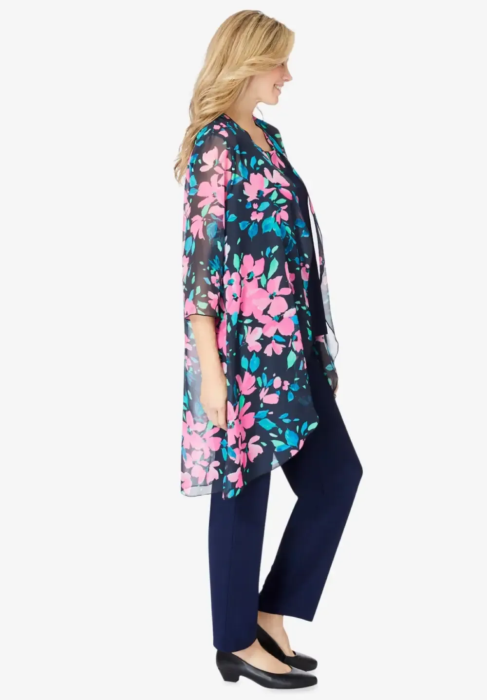 Three-Piece Chiffon Jacket/Tank/Pant Set
