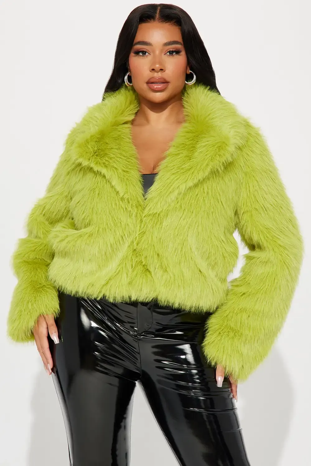Foxy Mama Faux Fur Jacket - Chartreuse