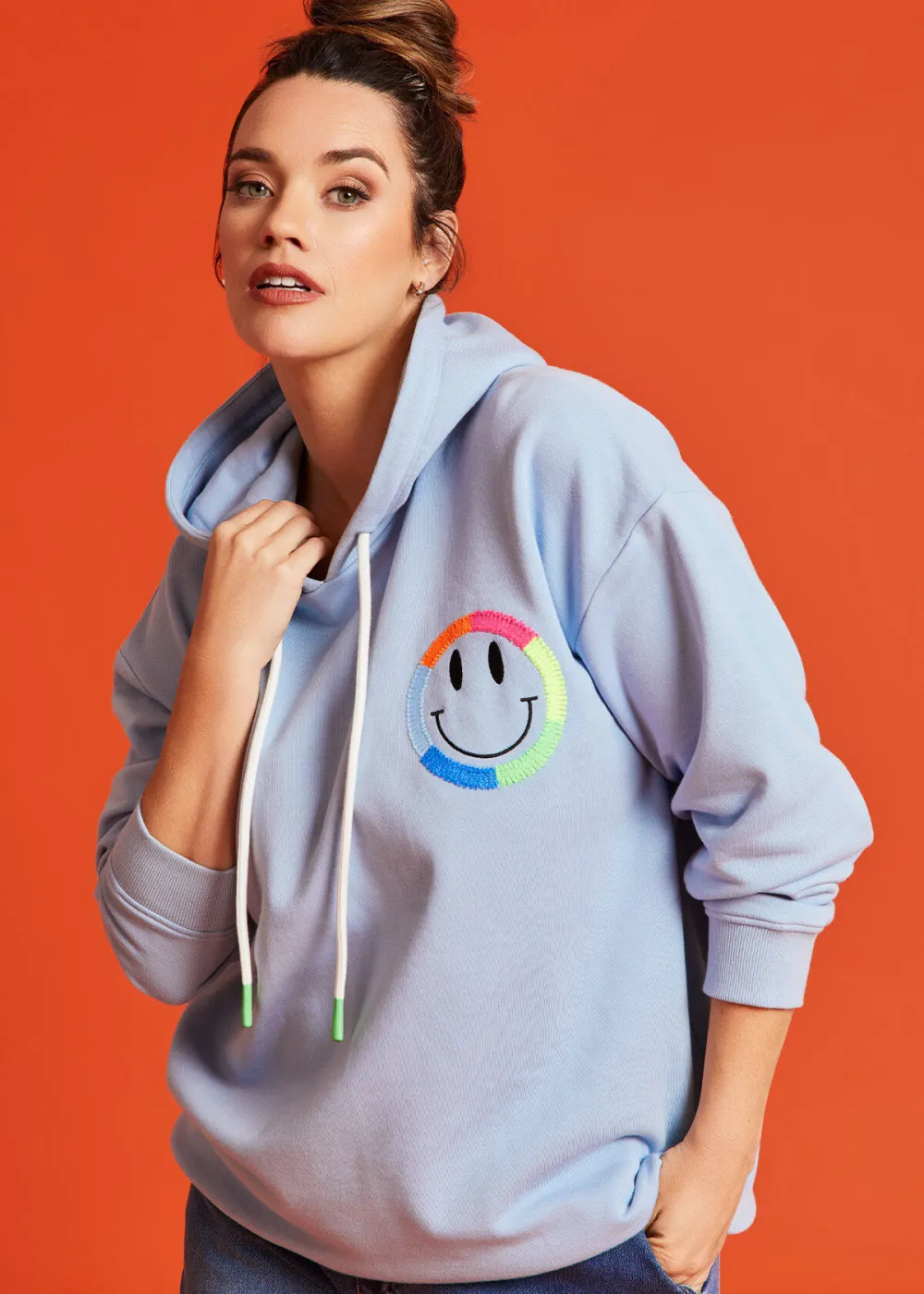 Cotton Happy Hooded Sweatshirt