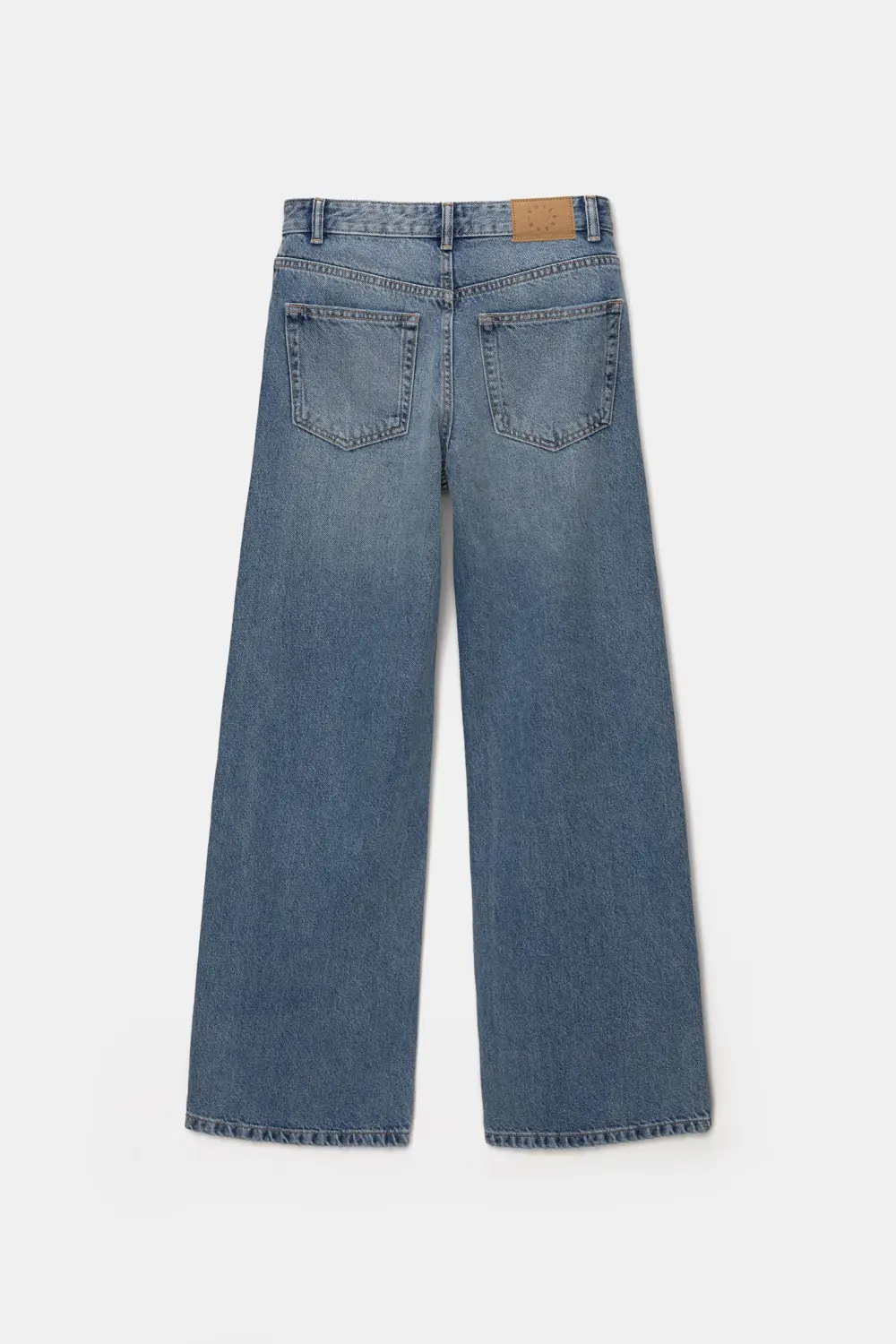 Jeans wide leg tiro alto